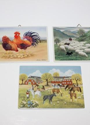 Фарфоровая открытка "петух и курица"5 фото