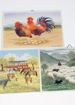Фарфоровая открытка "петух и курица"7 фото