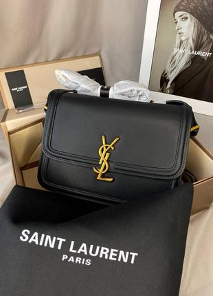 Yves saint laurent black кожаная сумочка сумка 23*17 см