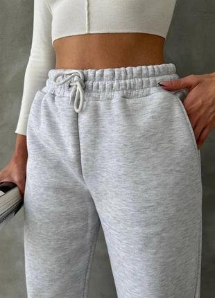 🎨3! шикарні теплі жіночі джогери спортивні штани сірі сірий серые меланж женские спортивные штаны джогеры3 фото