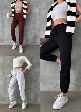 🎨3! шикарні теплі жіночі джогери спортивні штани сірі сірий серые меланж женские спортивные штаны джогеры4 фото