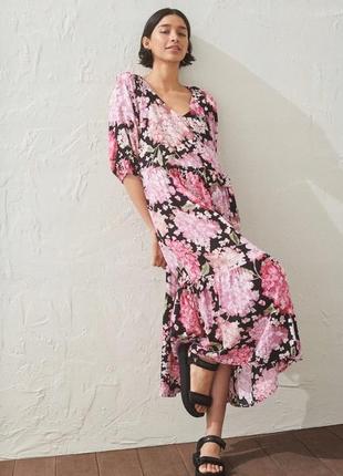 Вискозное платье в цветочный принт гортензий от h&amp;m4 фото