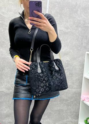 Женская стильная замшевая черная сумка, сумочка замша в стиле лв, lv5 фото