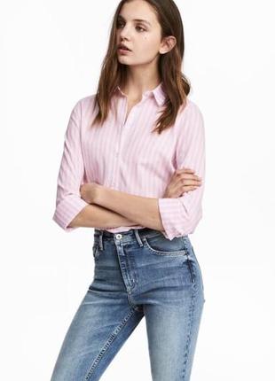 Ніжно рожева приталена сорочка в смужку h&amp;m