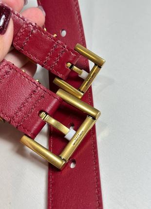 Ремень женский кожаный красный брендовый в стиле ysl люкс6 фото