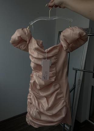 Платье вечернее коктельное розовое персик, s/m3 фото