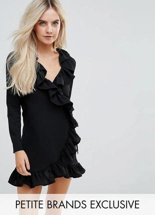 Красивое черное платье на запах2 фото