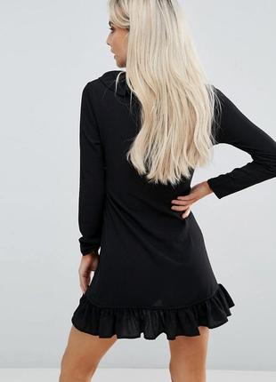 Красивое черное платье на запах3 фото
