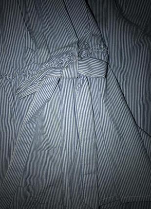 Полосатый топ блуза блузка блузка короткий летний топ с рукавами воланами5 фото