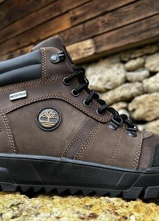 Спортивные кожаные ботинки на меху hiking trail olive