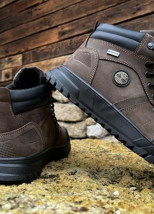 Спортивные кожаные ботинки на меху hiking trail olive2 фото
