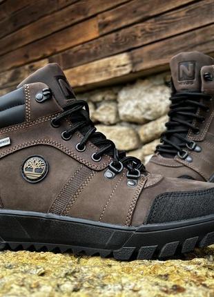Спортивные кожаные ботинки на меху hiking trail olive3 фото