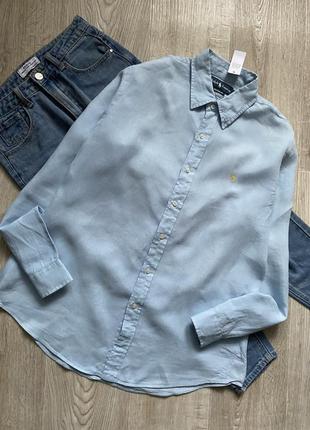Polo ralph lauren женская льняная рубашка оверсайз, сорочка оверсайз, лляна сорочка, блузка