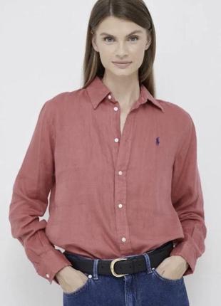 Polo ralph lauren женская льняная рубашка, лляна сопочка, блузка, блуза, льняная рубашка свободного кроя