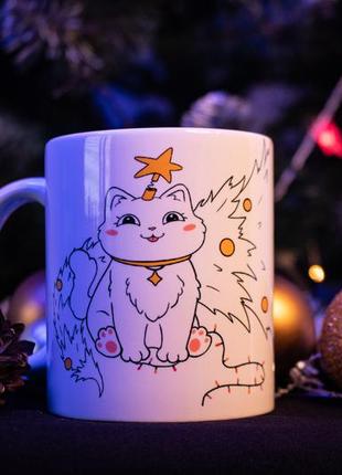 Новогодняя чашка с котиком
