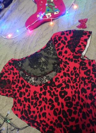 Плаття  туніка леопардове червоного кольору3 фото