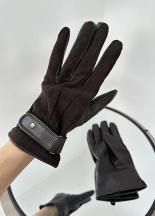Фирменные кожаные мужские перчатки fynch-hatton