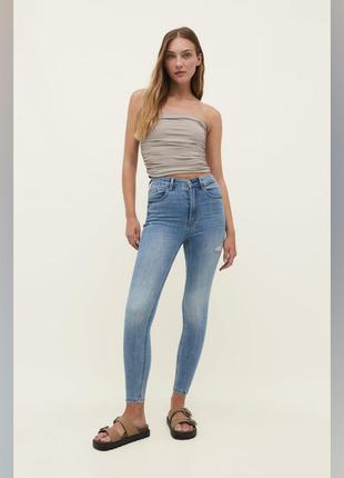 Джинси скіні з високою посадкою stradivarius denim jeans