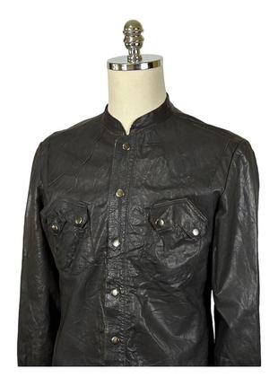 Чоловіча шкірянка all saints dark brown rock shirt розмір s3 фото