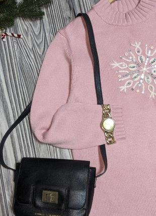 Рожевий светр зі сніжинкою під горло damart #22422 фото
