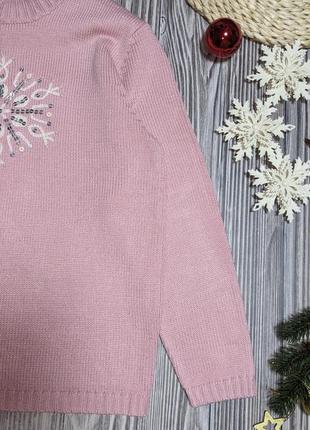 Рожевий светр зі сніжинкою під горло damart #22423 фото