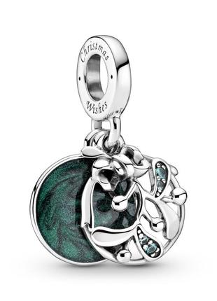 Новорічна пандора срібний шарм «різдвяна омела»