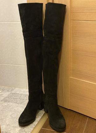 Елегантные замшевые итальянские ботфорты высокие сапоги ботинки на полномерный 41 размер
