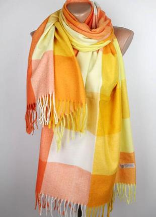 Теплий палантин шарф у клітку. різні кольори1 фото