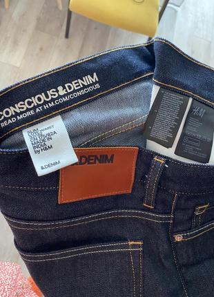 Джинсы h&m conscious denim, slim с органического хлопка.7 фото