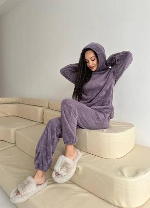 Теплая махровая пижама с капюшоном2 фото