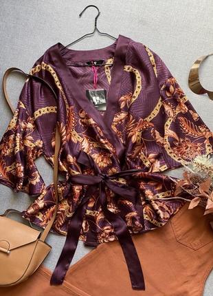 Новое, шикарное, шёлковое, кимоно, v by very, большой размер, батал, блуза,1 фото