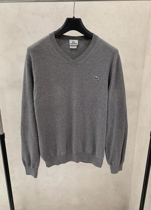 Свитер джемпер свитшот lacoste мужской серый базовый