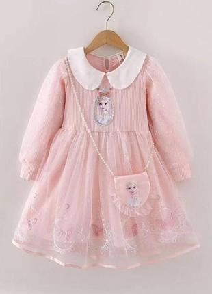 Платье для девочки розовое 100 - 140 см