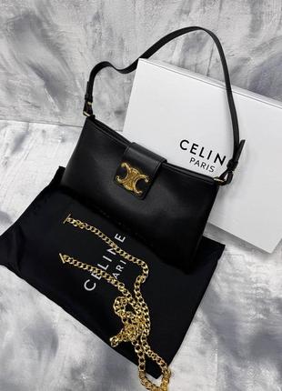 Сумка celine чорна коричнева комбіновані матеріали люкс