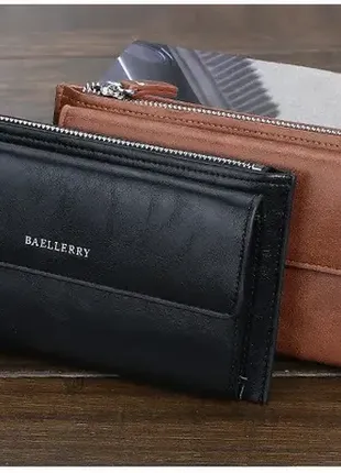 Мужской кожаный кошелек baellerry портмоне черный2 фото