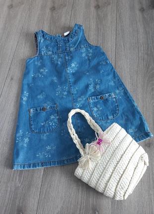 Платье,сарафан, сукня джинс  mini club голубое на 2-3 года