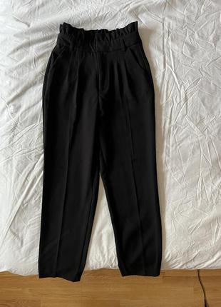 Mohito черные брюки, штаны со стрелками на талии6 фото