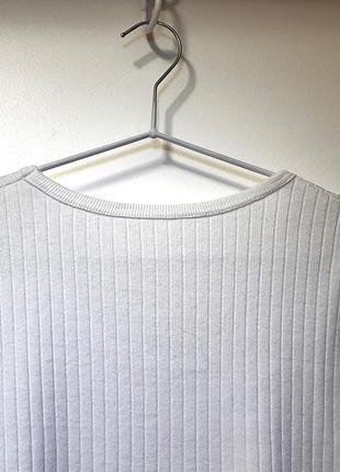 Женская футболка белая в рубчик лето/деми/зима с коротким рукавом для прогулок/дома/сна р50-52-548 фото