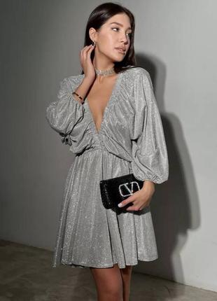Жіноча розкішна яскрава сіра сукня на резинці розмір 42-50