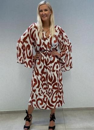 Нове шовкове плаття міді h&amp;m довге плаття на захід принт7 фото