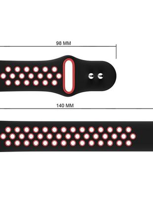 Ремешок силиконовый для часов 20 мм nike design черный с красным (с кнопкой)4 фото