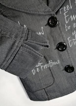 Жакет miss etam стильный хлопковый серый пиджак с надписями l5 фото