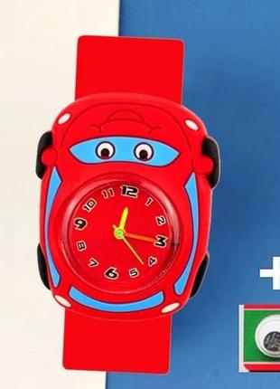 Дитячий годинник часы червоний машинка силіконовий