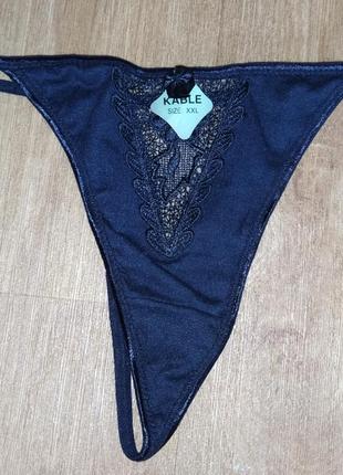 Трусики стринги с кружевной вставкой