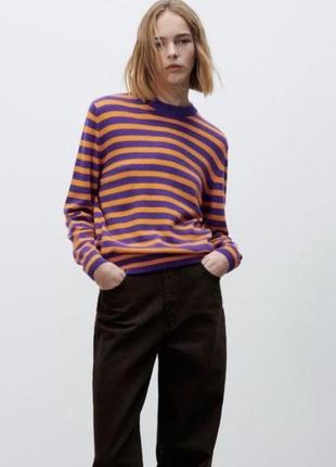Джемпер женский свитер шерсть кашемир оверсайз стильный модный зимний полоску2 фото