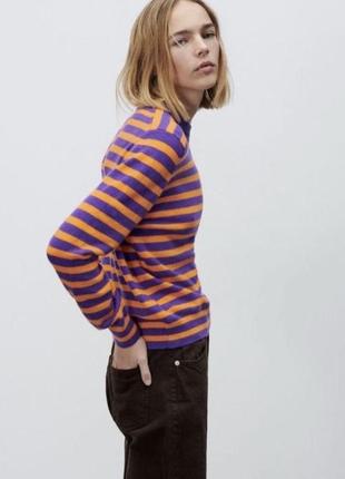 Джемпер женский свитер шерсть кашемир оверсайз стильный модный зимний полоску3 фото