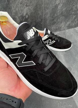 Осенние весенние мужские кроссовки new balance (нью беланс) черные из нубука весна осень *nb чорний/нуб*3 фото