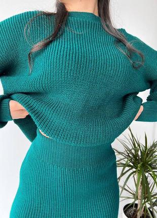 Костюм вязаный, свитер + юбка8 фото