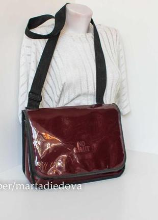 Лаковая сумка еко pu кожа, сумка портфель, сумка папка, сумка слинг