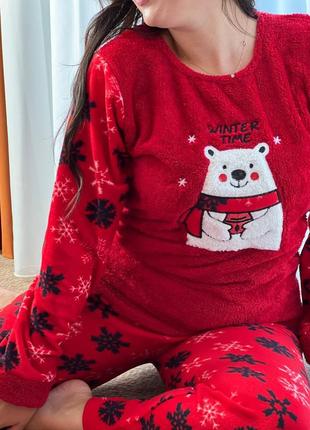Пижама домашний костюм зимняя теплая рождественская хl размеры plus size2 фото